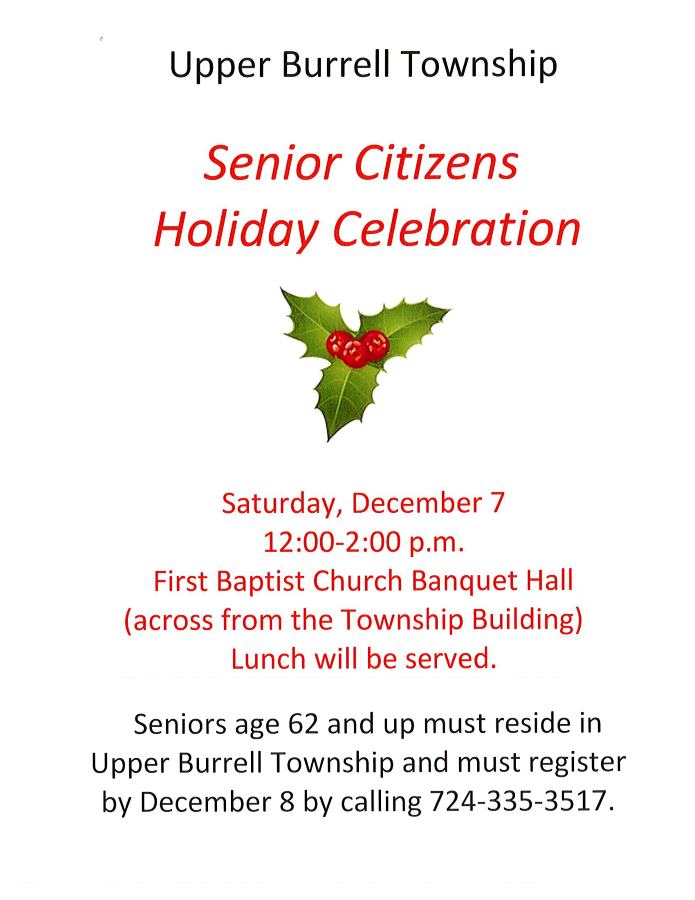 Senior Citizens Holiday Celebration Information